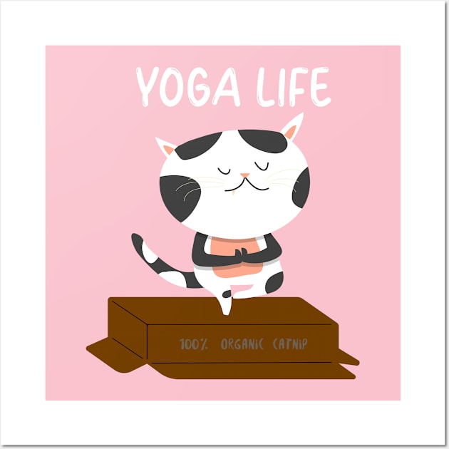 Yoga Cat / For Truly Yoga Lovers / Yoga Training T-shirt / Funny Cat Doing Yoga Wall Art by Redboy